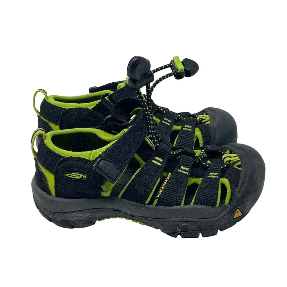 Keene Toddler Waterproof Shoes Black Neon Green Size US 10 Outdoor Hiking Trail